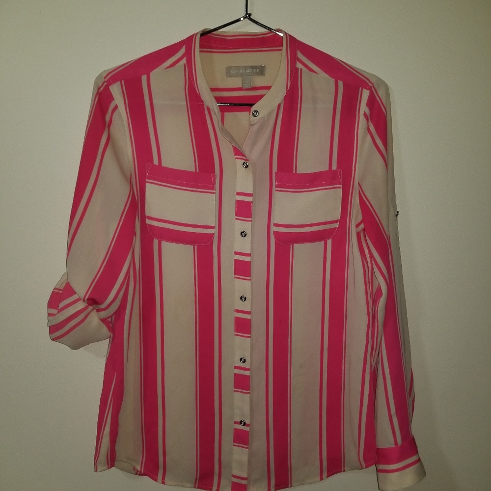 BANANA REPUBLIC - sheer striped blouse